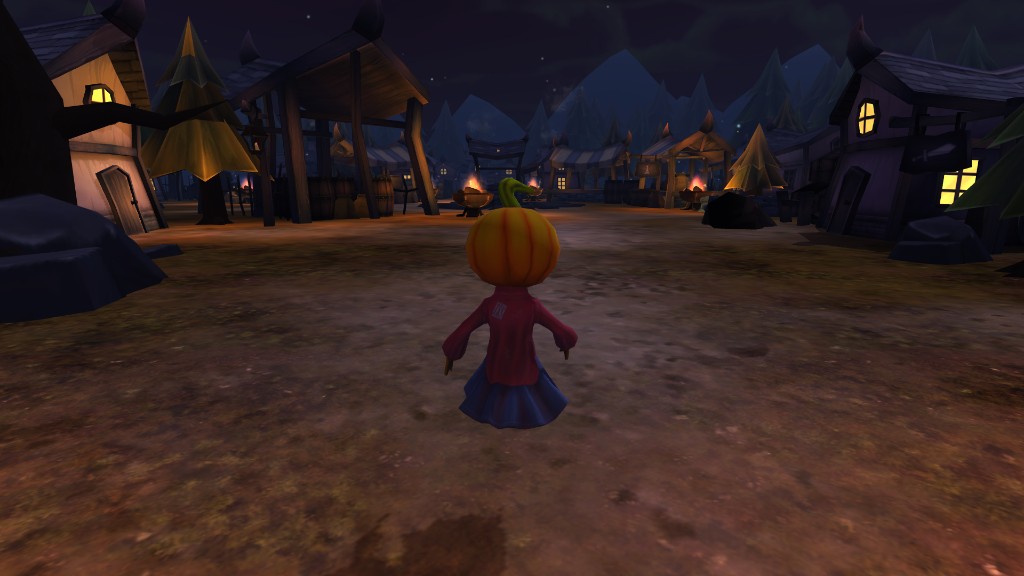 Atmospheric survival systems — stylized village at night