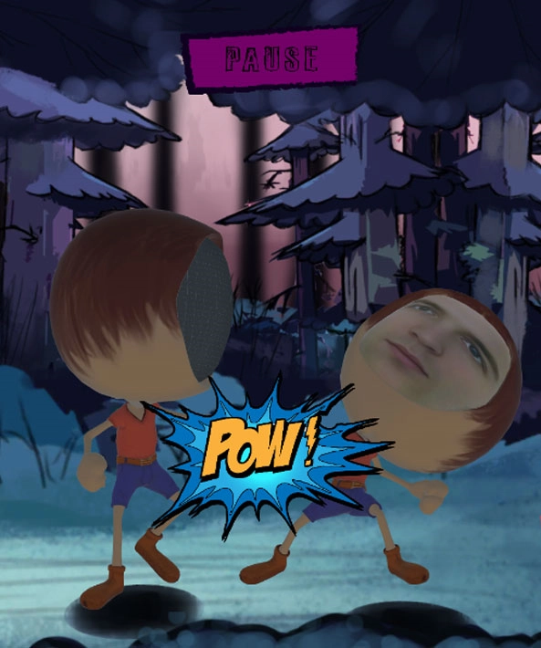 Feature-driven mobile — stylized character combat scene